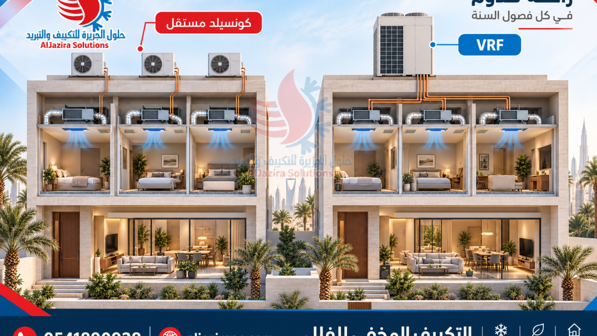 التكييف المخفي للفلل: مقارنة ثلاثية الأبعاد بين الكونسيلد المستقل ونظام VRF