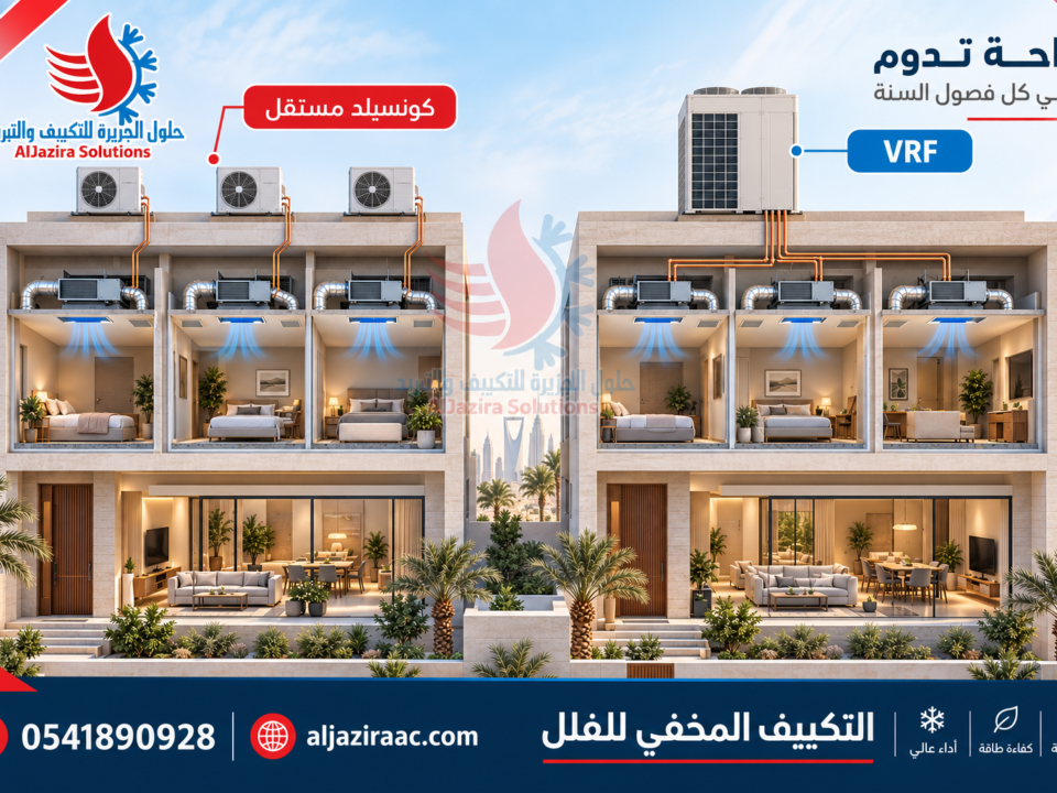 التكييف المخفي للفلل: مقارنة ثلاثية الأبعاد بين الكونسيلد المستقل ونظام VRF